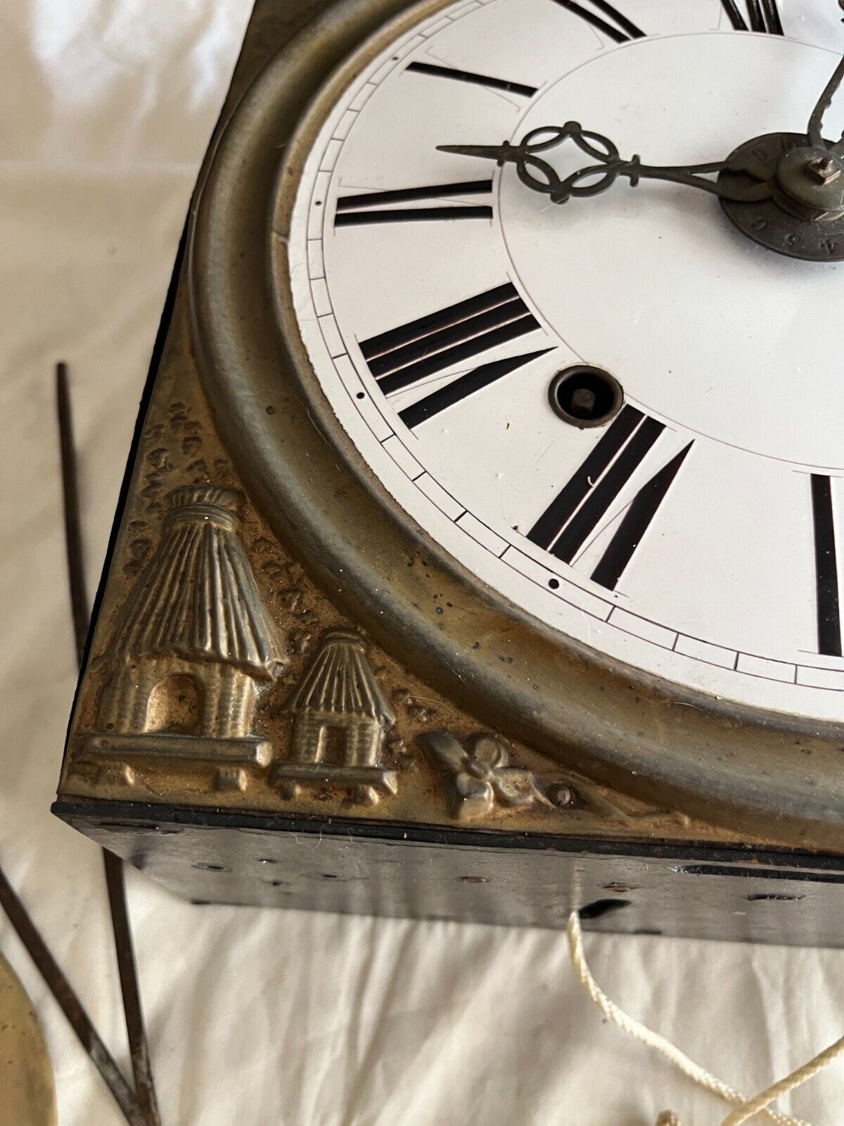 French Baroque Copper Pendulum with Porcelain Clock Face