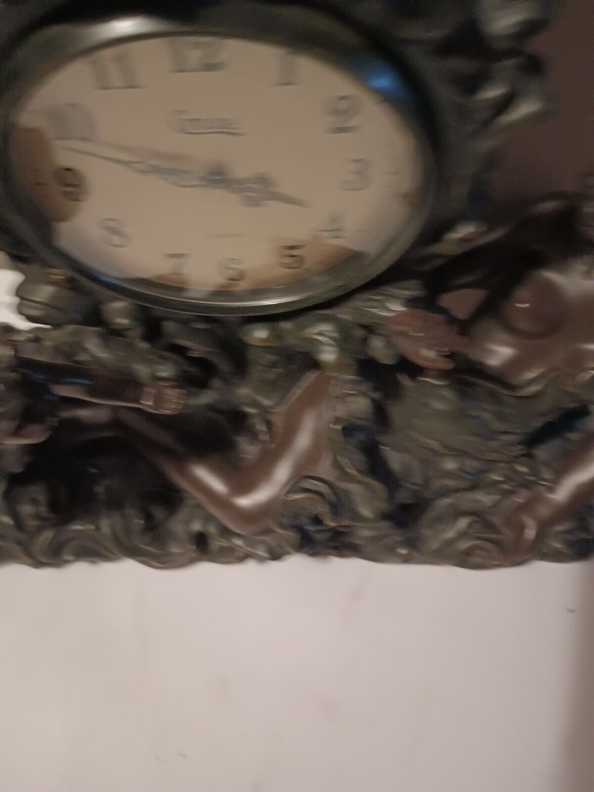 Rococo Style Mantel Clock with Cherub Putti Carvings