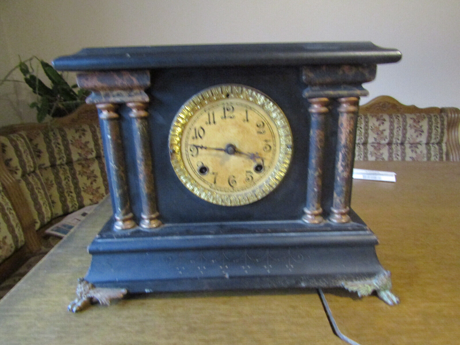 Late 1800s New Haven Black Mantle Clock