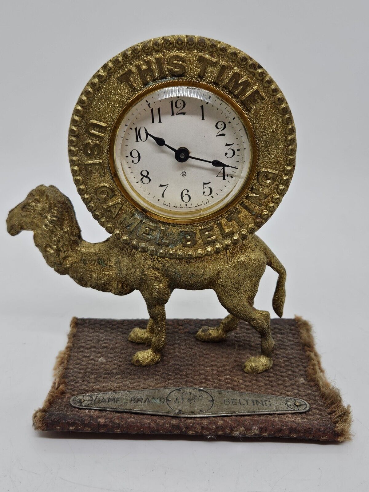 Ansonia "Camel Brand Belting" Victorian Advertising Clock 1800s