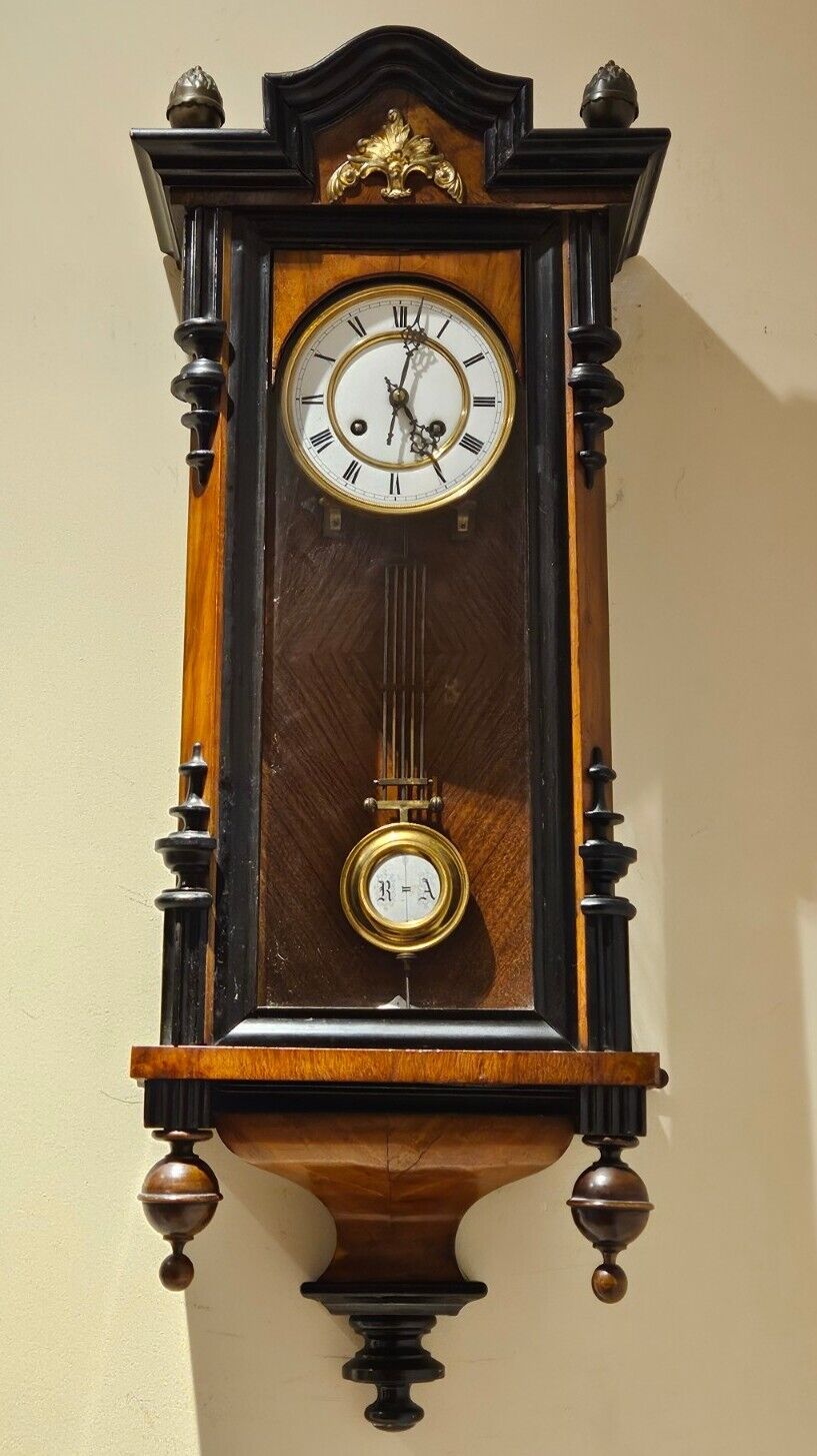 1800s German Vienna Regulator Wall Clock - Working
