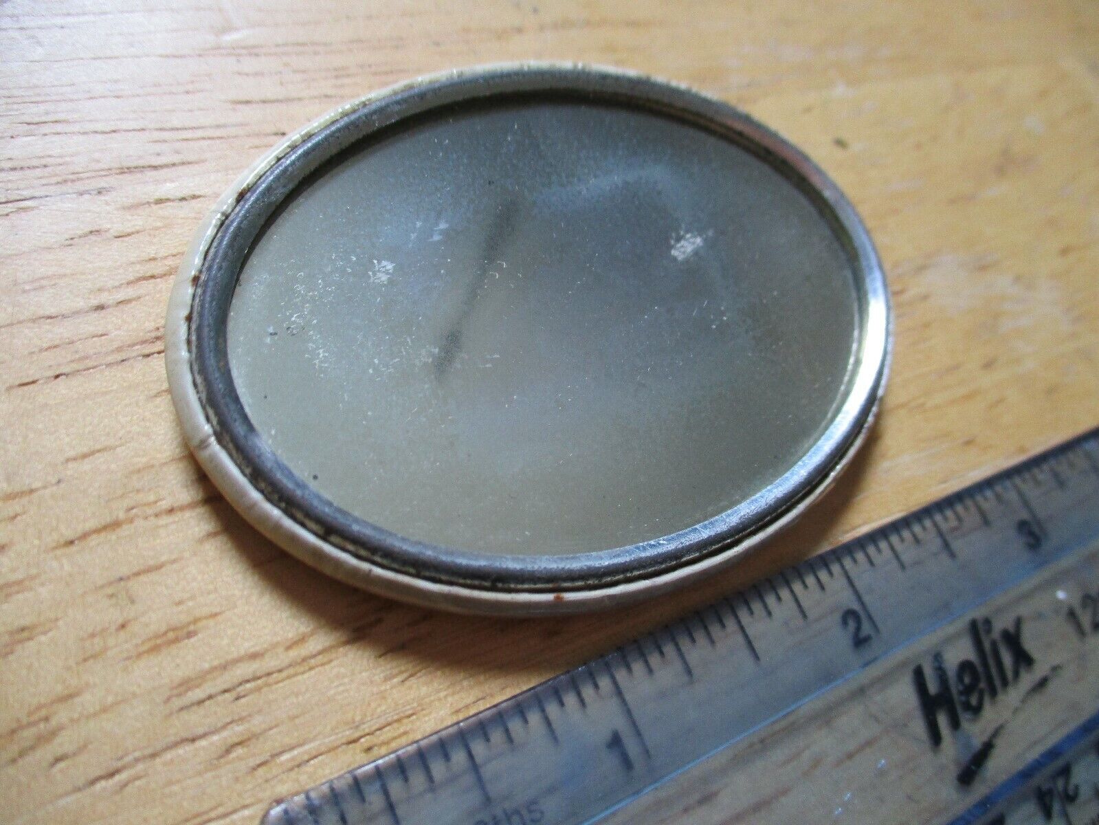Vintage Celluloid Photo Hand Pocket Oval Mirror, Man