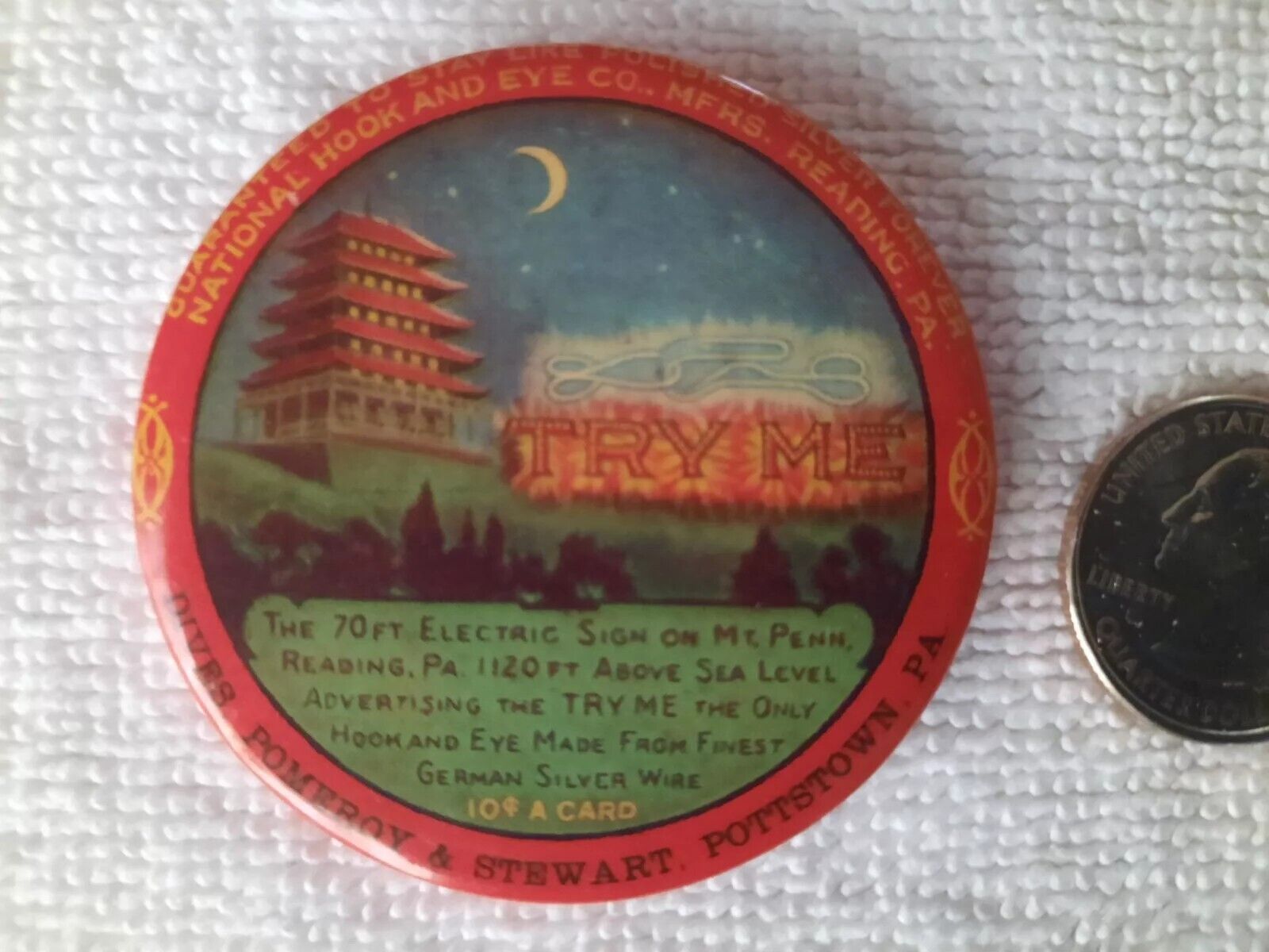 Vintage Celluloid Mirror by Hook & Eye Co. Pagoda