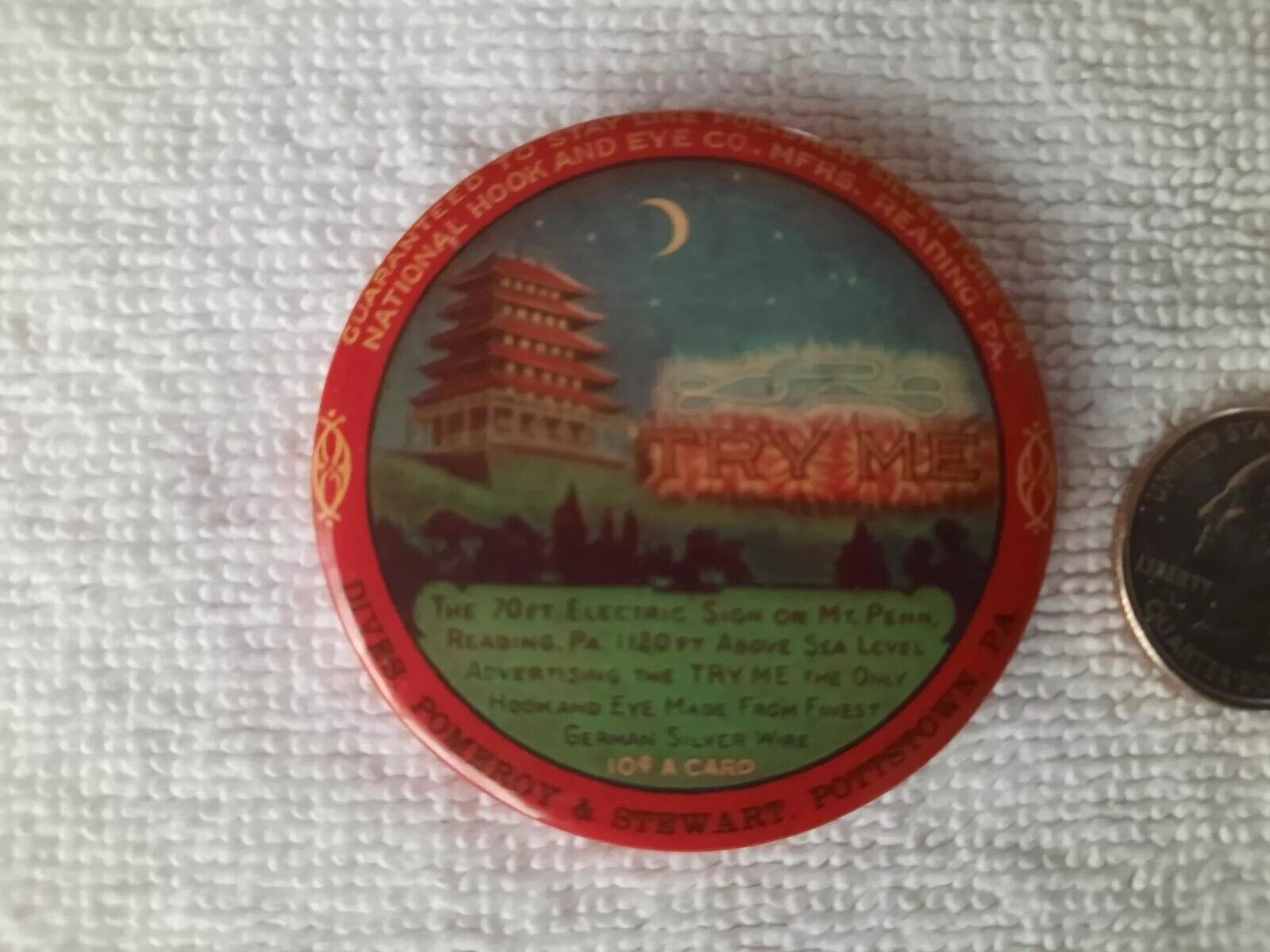 Vintage Celluloid Mirror by Hook & Eye Co. Pagoda