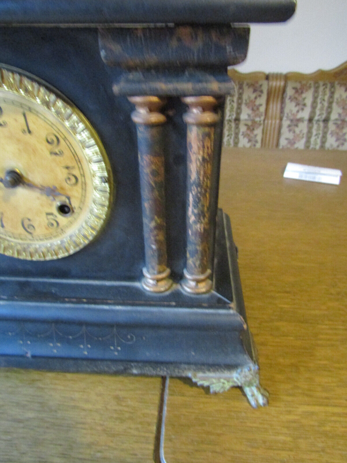 Late 1800s New Haven Black Mantle Clock