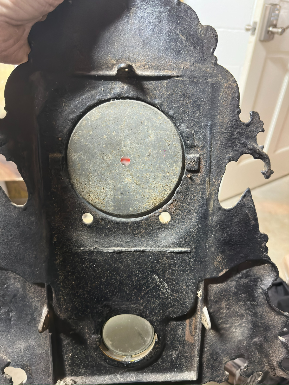 1800s American clock company cast iron mantle with gilt