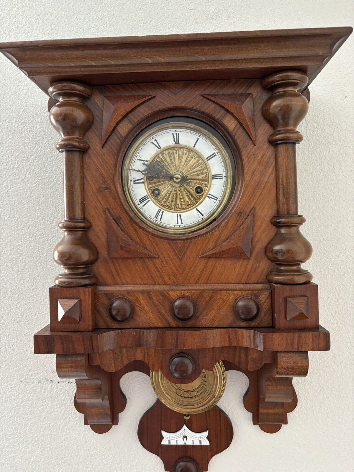 Victorian Rosewood Pendulum Wall Clock, Mid 1800's