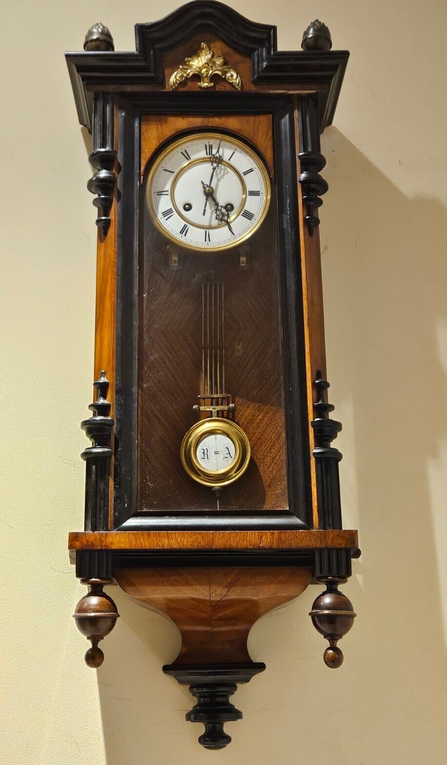 1800s German Vienna Regulator Wall Clock - Working
