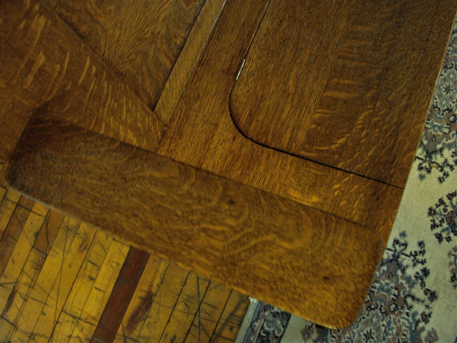 Refinished 1900s Oak Hall Bench Set with Mirror