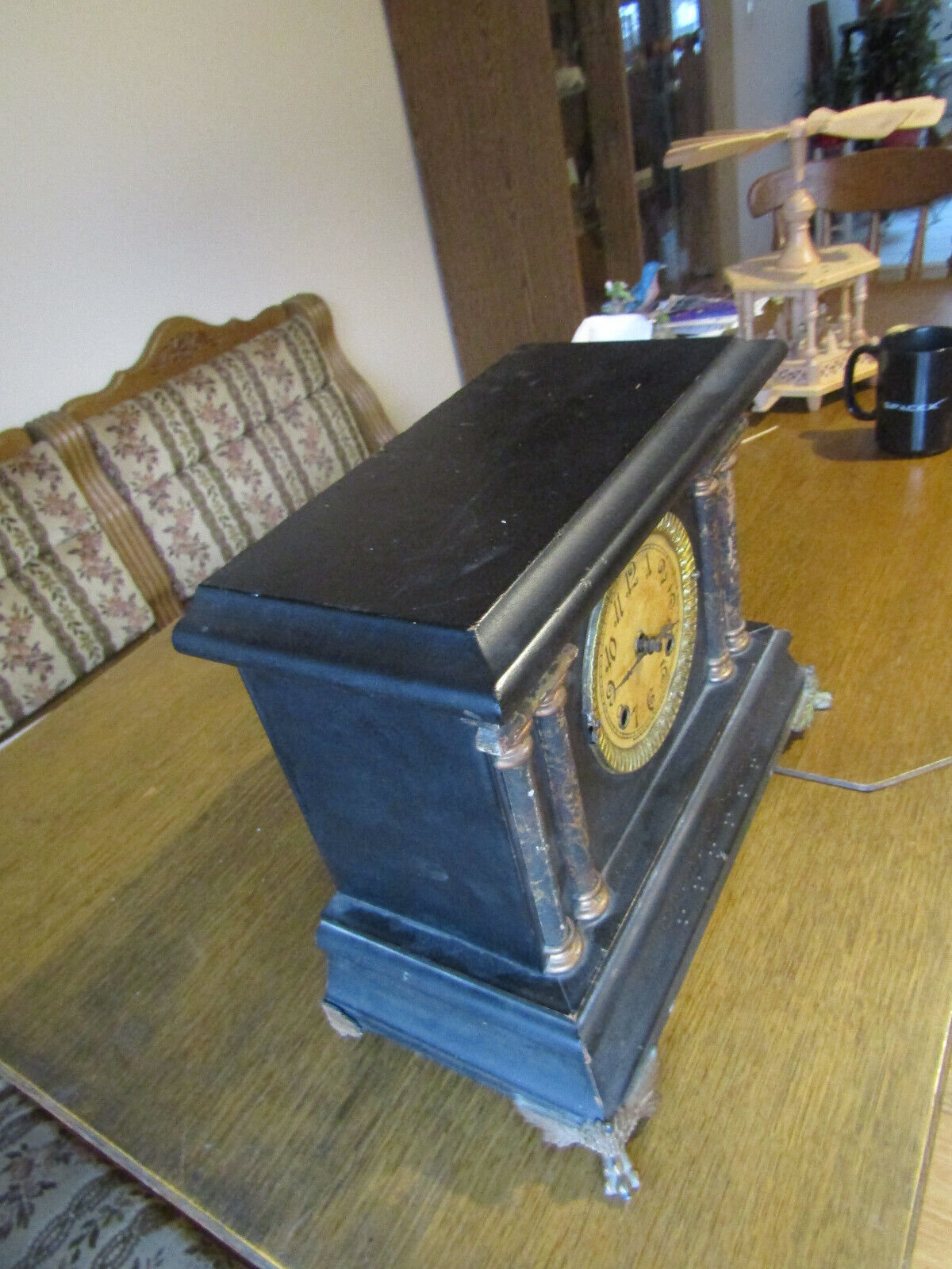 Late 1800s New Haven Black Mantle Clock