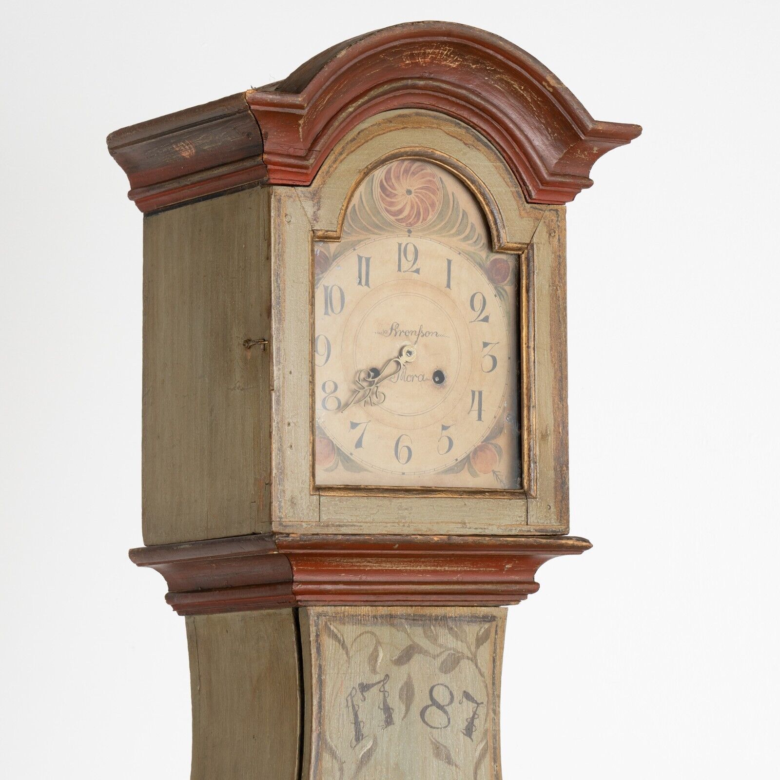 1787 Swedish Mora Grandfather Clock with Original Green Paint
