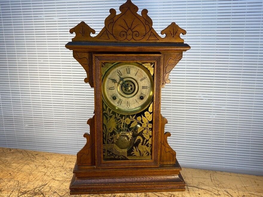 1800s Gilbert Clock Company Kitchen Clock with Time Strike, Alarm