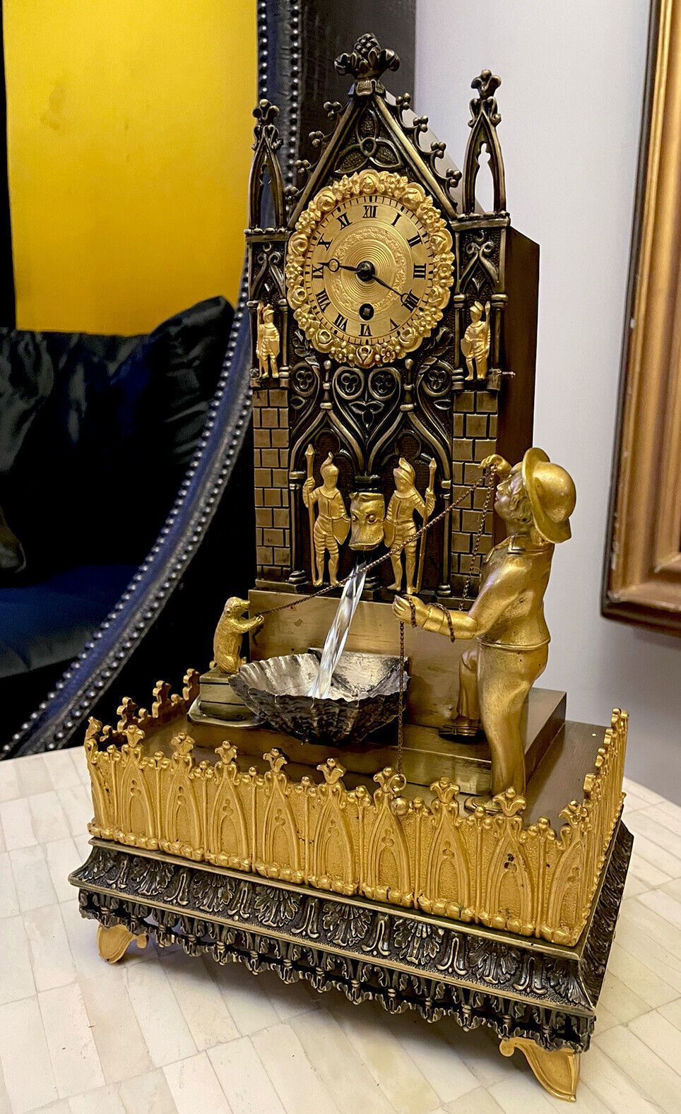1800s French Bronze Automaton Animation Clock - Rare