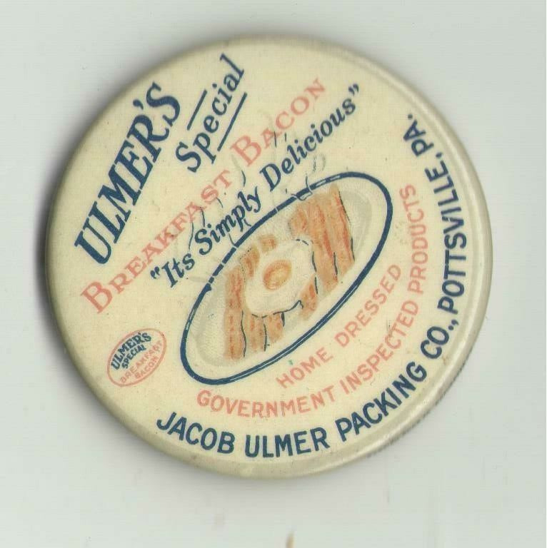 1900s Ulmer's Bacon and Eggs Pocket Mirror