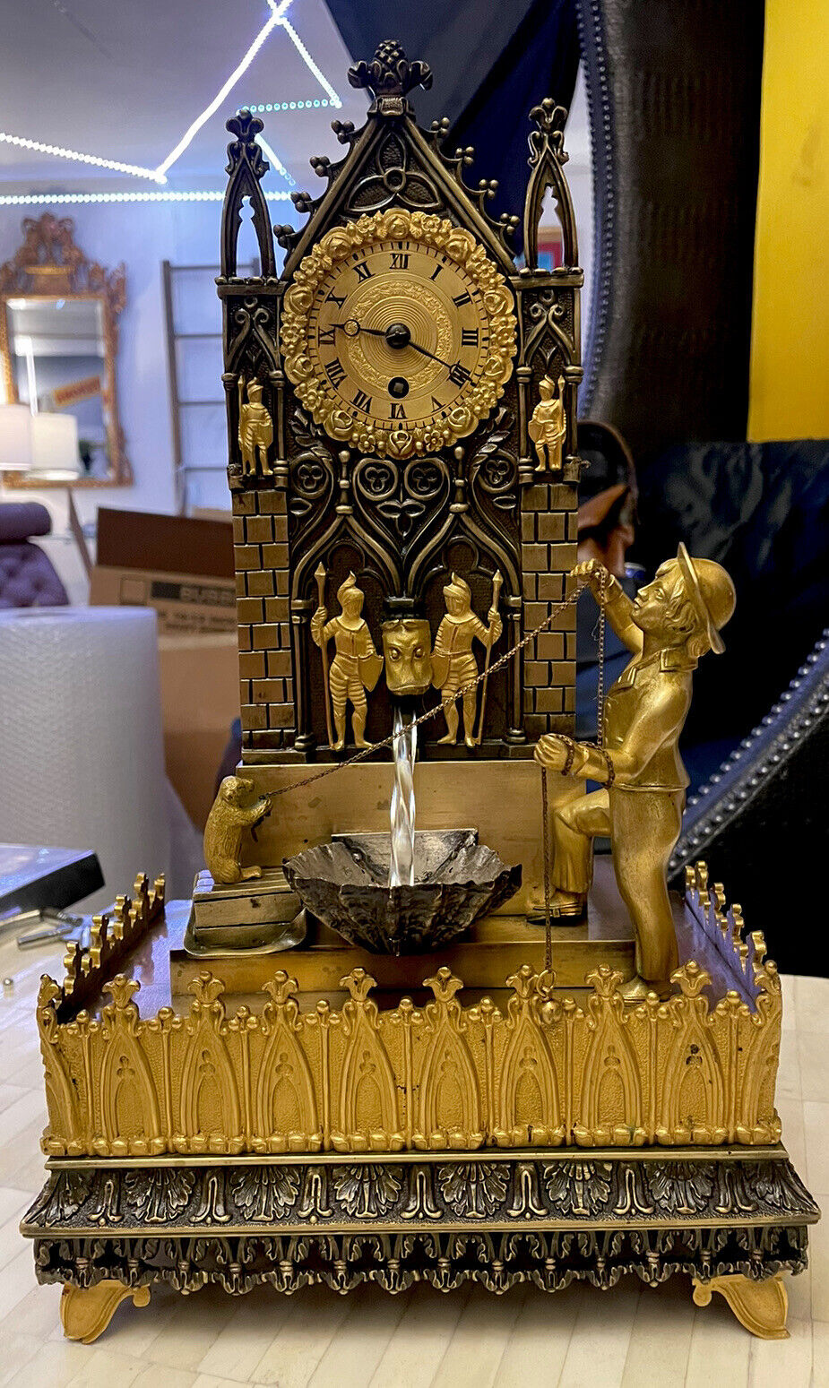 1800s French Bronze Automaton Animation Clock - Rare