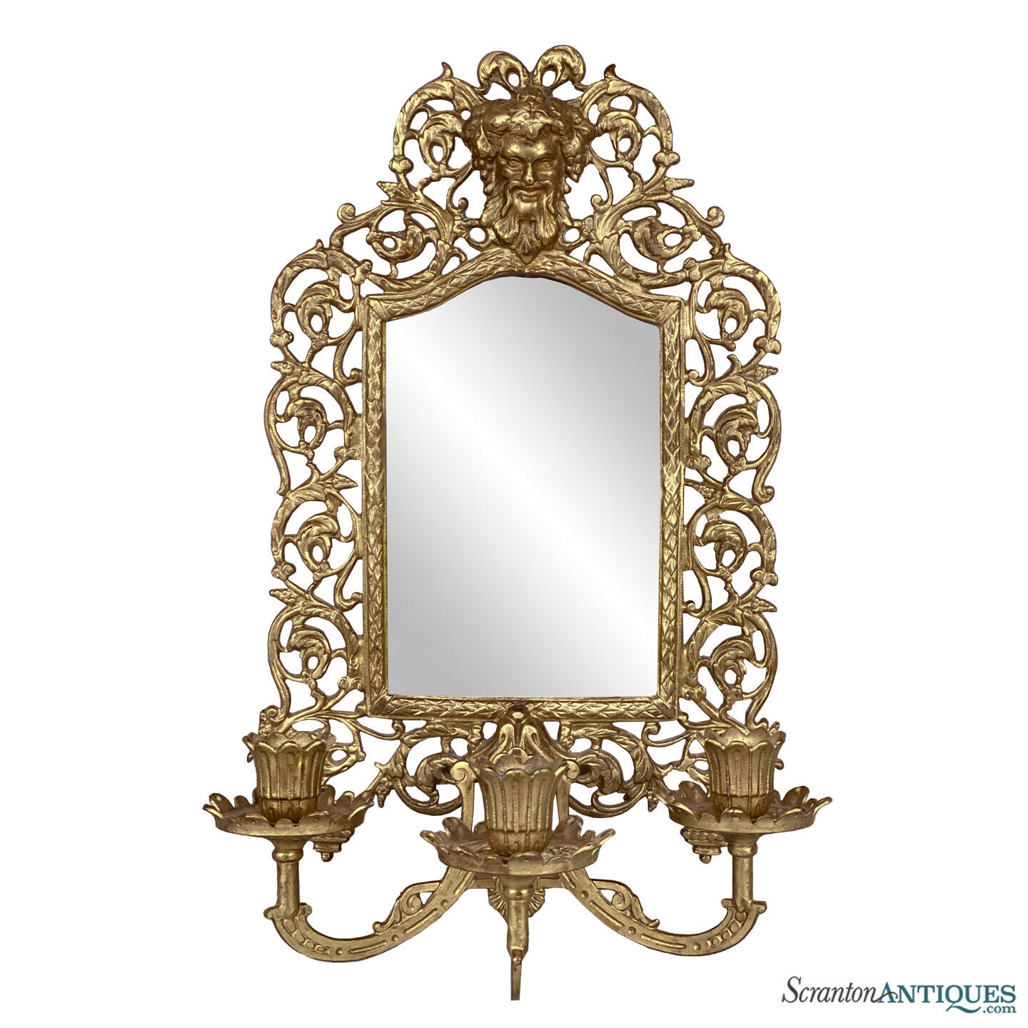 Gold Gilded Rococo Bacchus Candle Holder Sconce Mirror