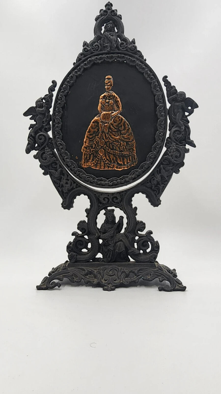 Italian Rococo Cast Iron Gilt Vanity Dresser Mirror 1890s-1900s