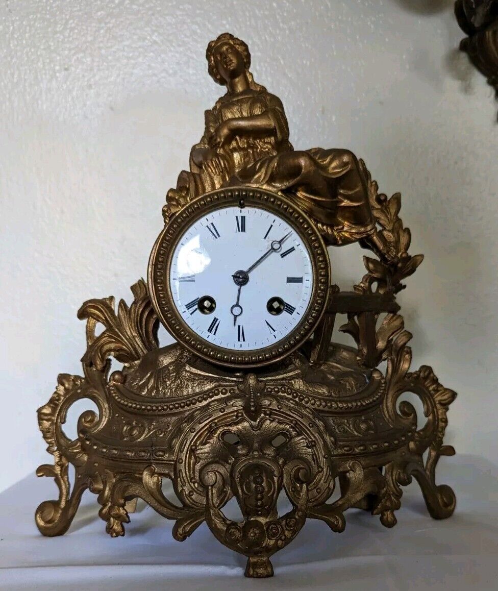 French Japy Freres Spelter Clock from 1800s, Restoration