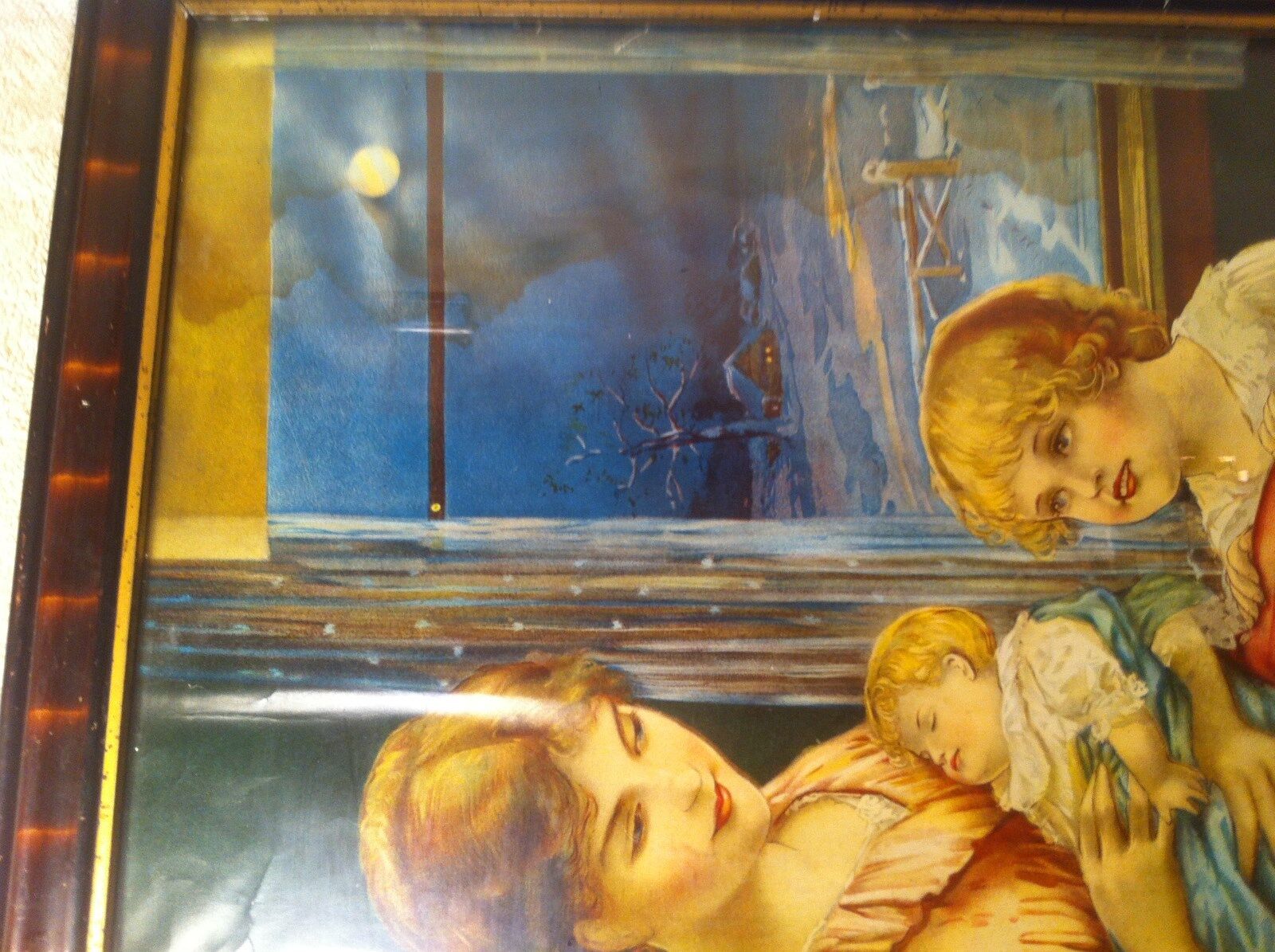 1900s Litho Print in Antique Frame - Mother and Child