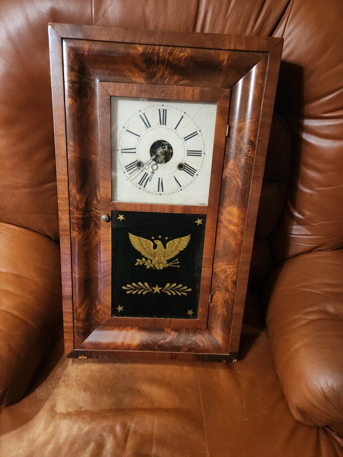 Antique Seth Thomas Ogee Shelf Clock with Reverse Eagle