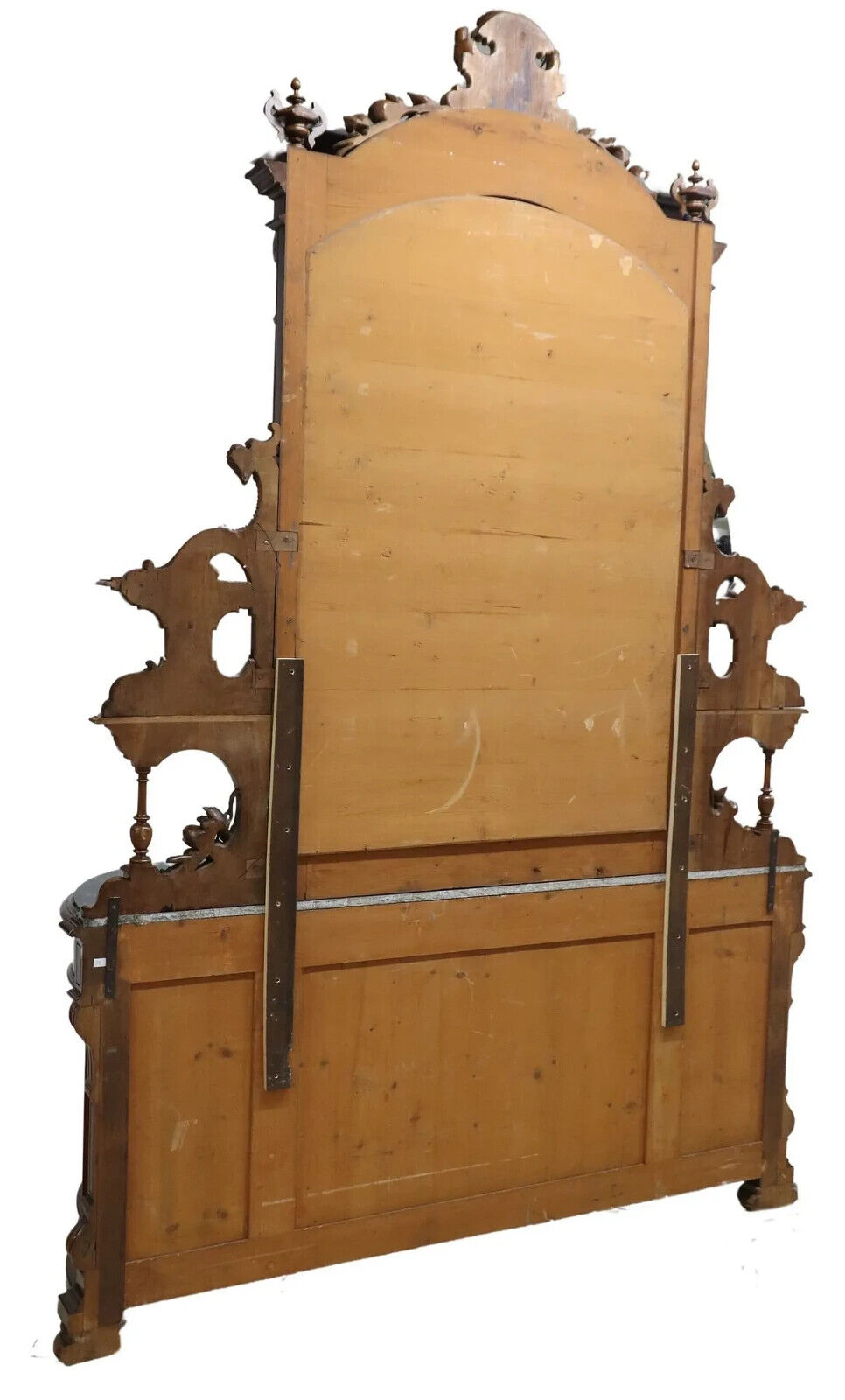 Monumental Mirrored Carved Wood Renaissance Revival Sideboard
