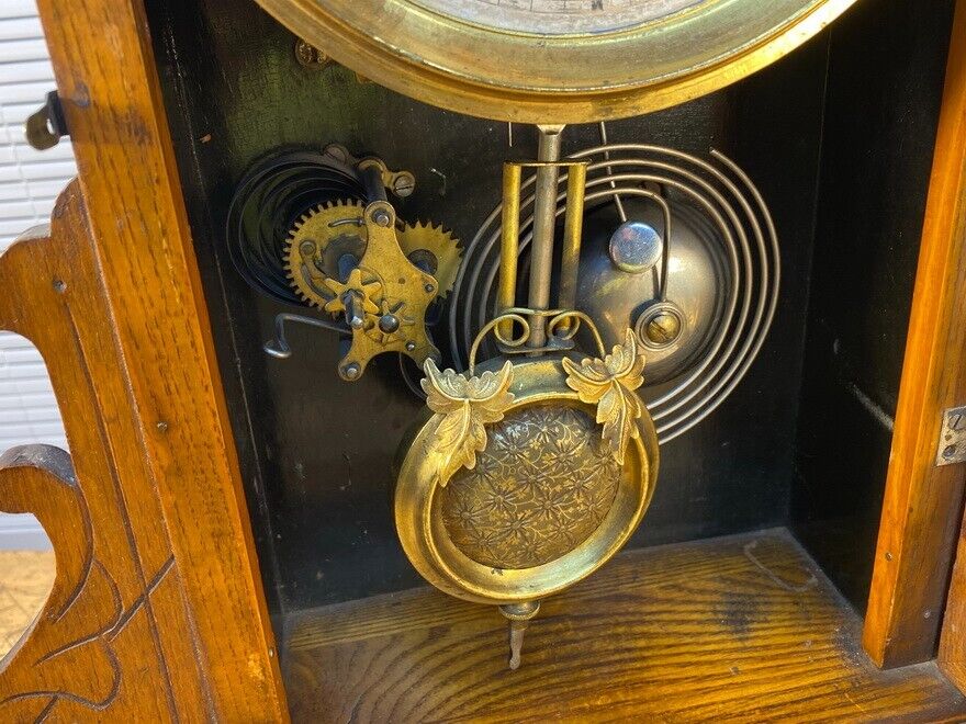 1800s Gilbert Clock Company Kitchen Clock with Time Strike, Alarm