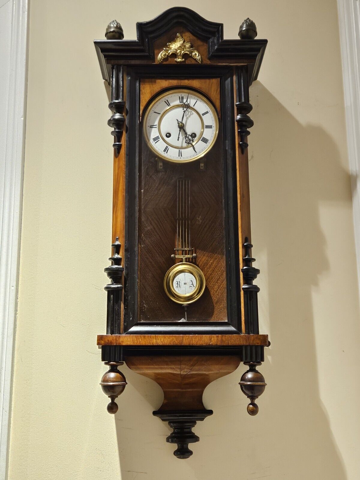 1800s German Vienna Regulator Wall Clock - Working