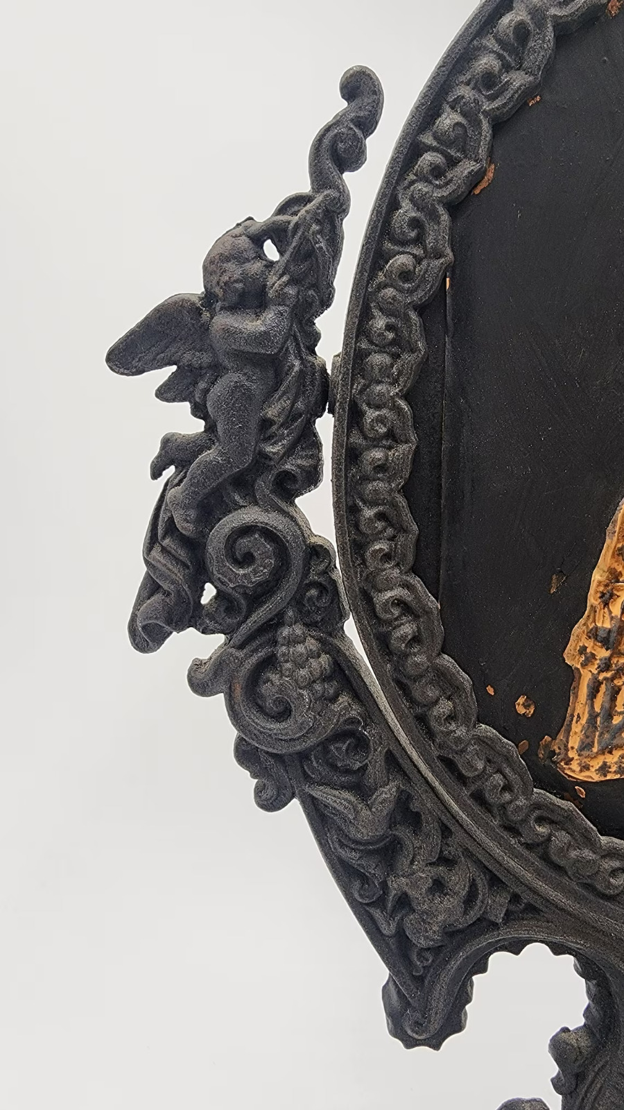 Italian Rococo Cast Iron Gilt Vanity Dresser Mirror 1890s-1900s