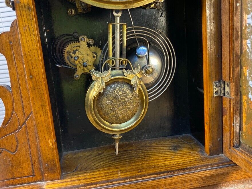 1800s Gilbert Clock Company Kitchen Clock with Time Strike, Alarm
