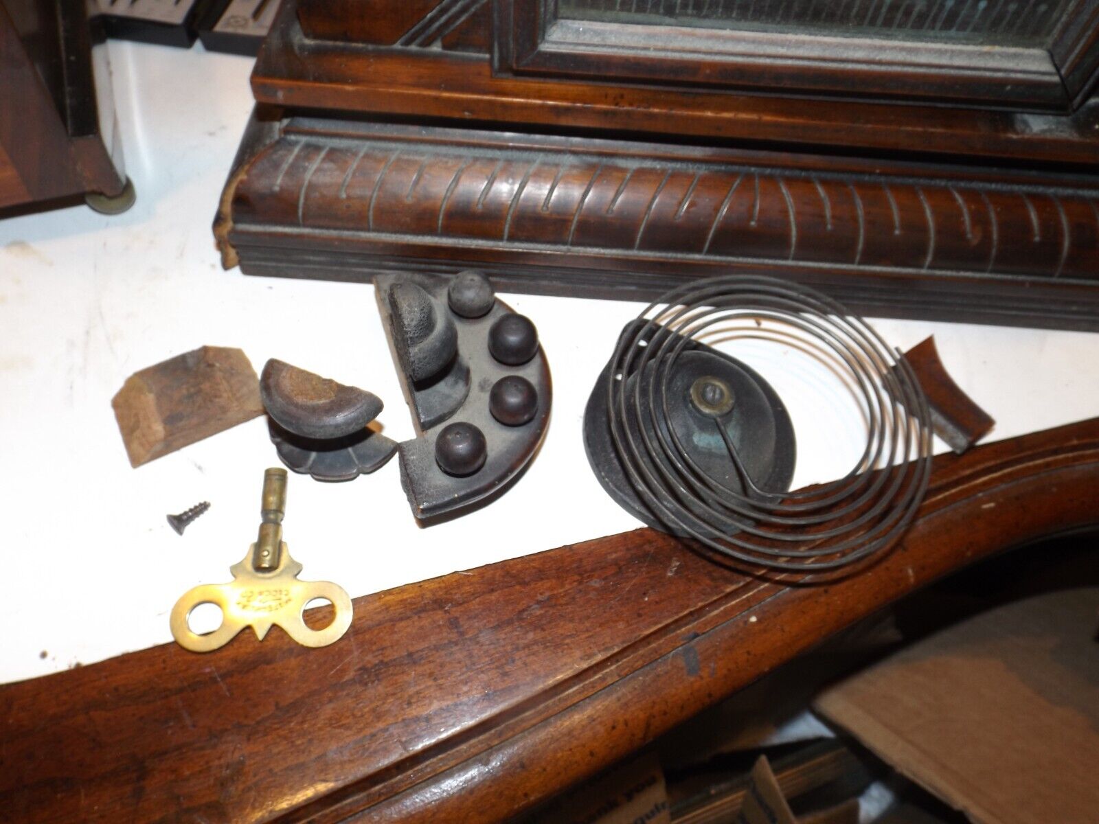 Waterbury 1800s Eastlake Mantle Clock, Walnut, Carved Antique