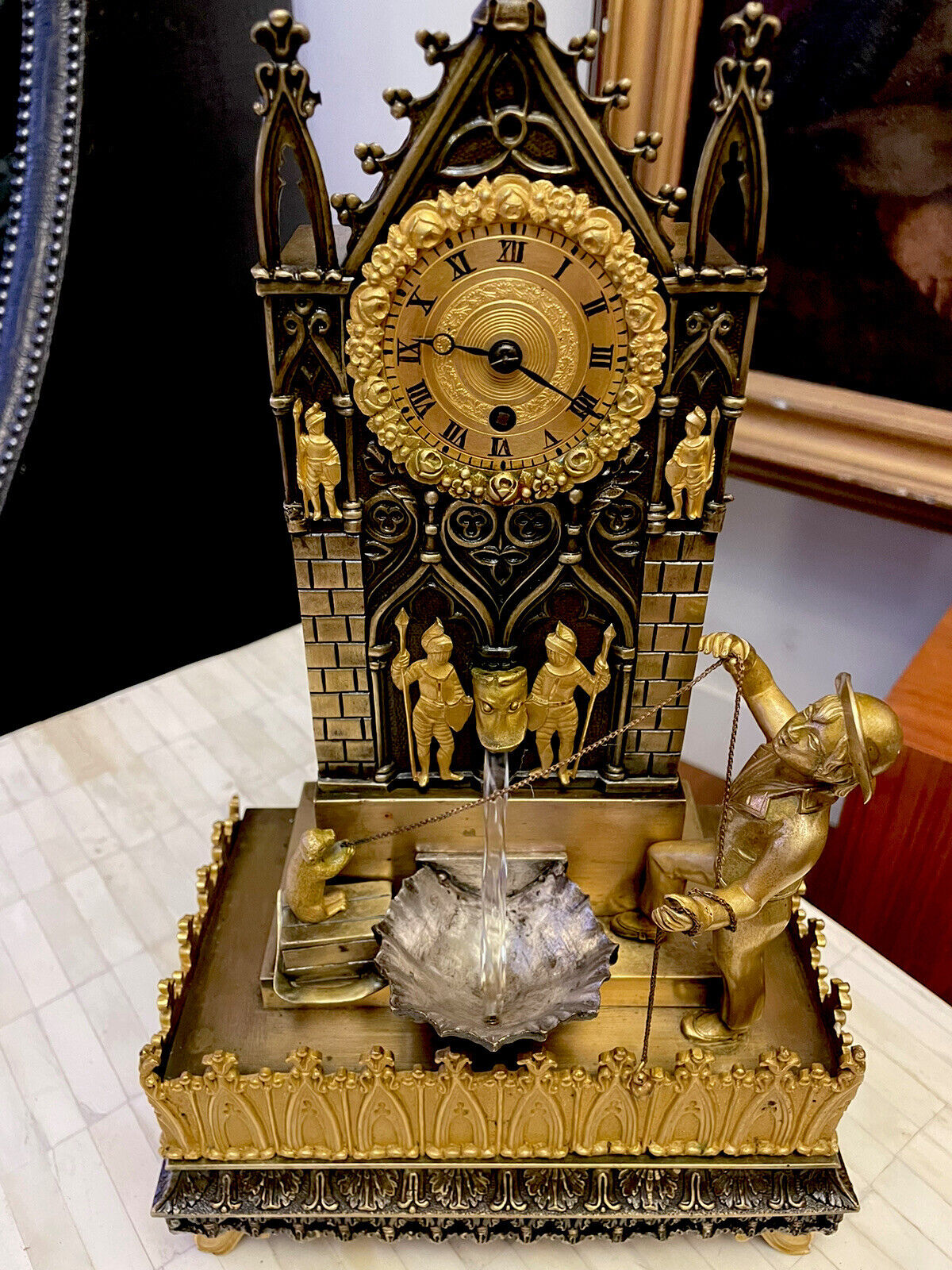 1800s French Bronze Automaton Animation Clock - Rare