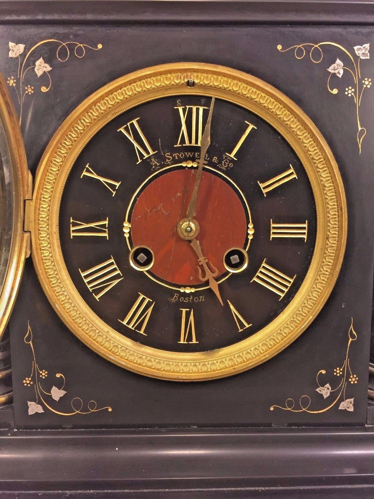 French Clock and Garniture Set with Slate and Marble