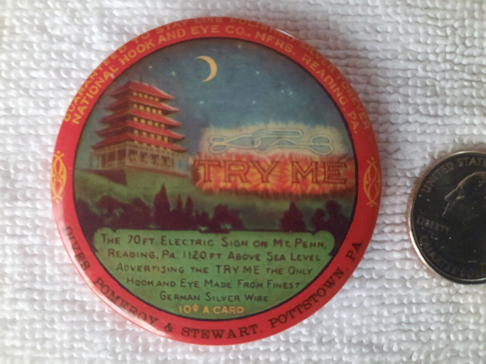 Vintage Celluloid Mirror by Hook & Eye Co. Pagoda