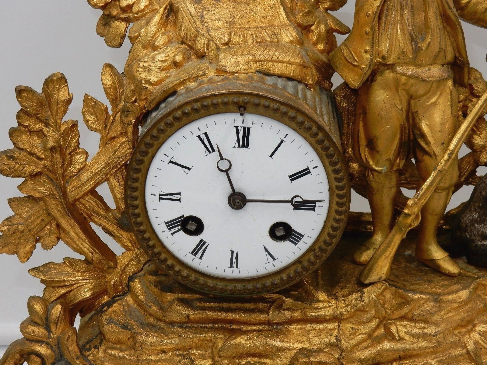 1800's A. Prevost Gold Gilt Bronze Mantel Clock