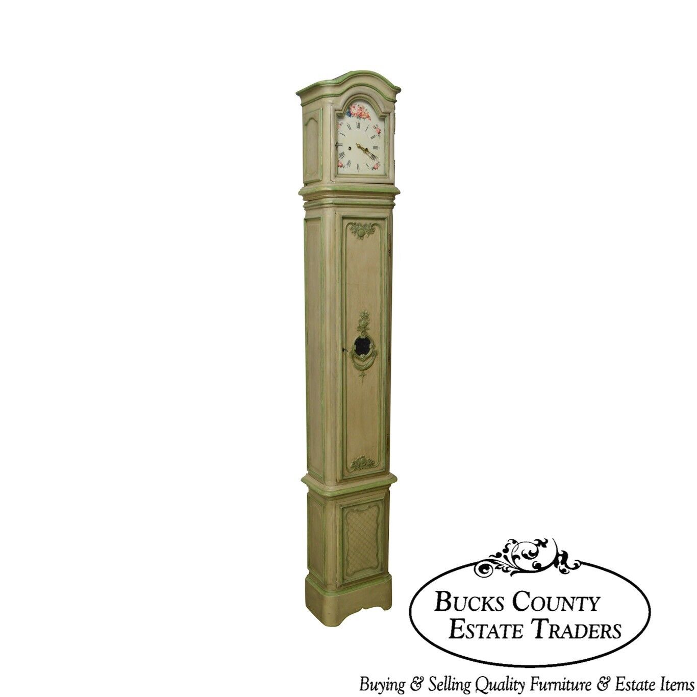 French Louis XV Hand Painted Long Case Clock