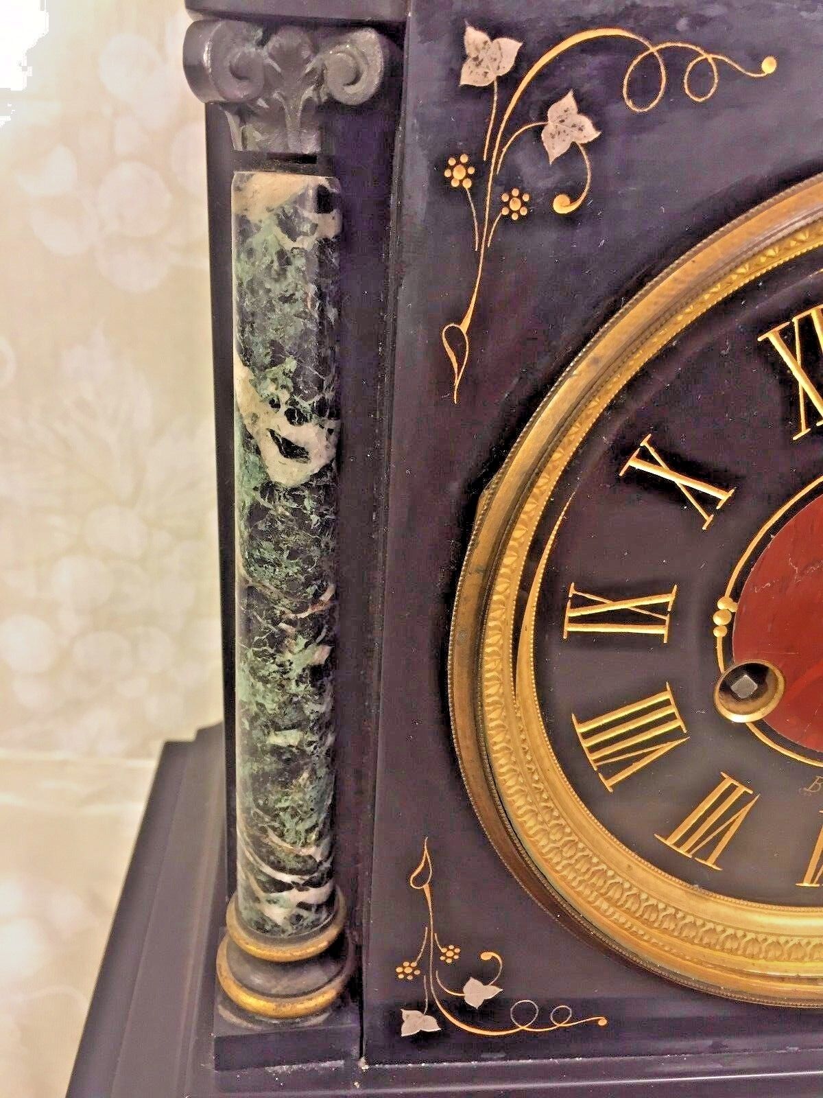 French Clock and Garniture Set with Slate and Marble