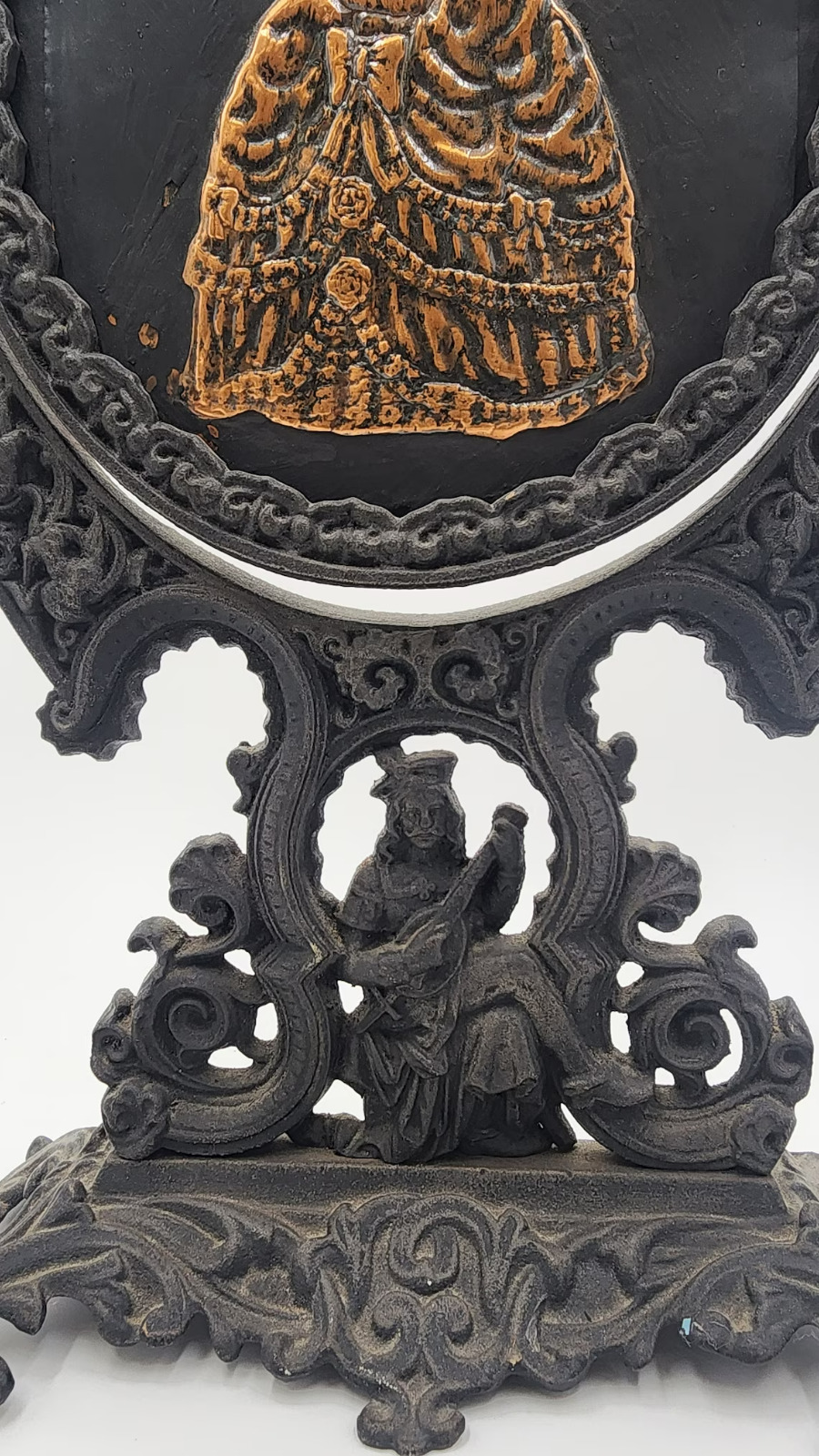 Italian Rococo Cast Iron Gilt Vanity Dresser Mirror 1890s-1900s