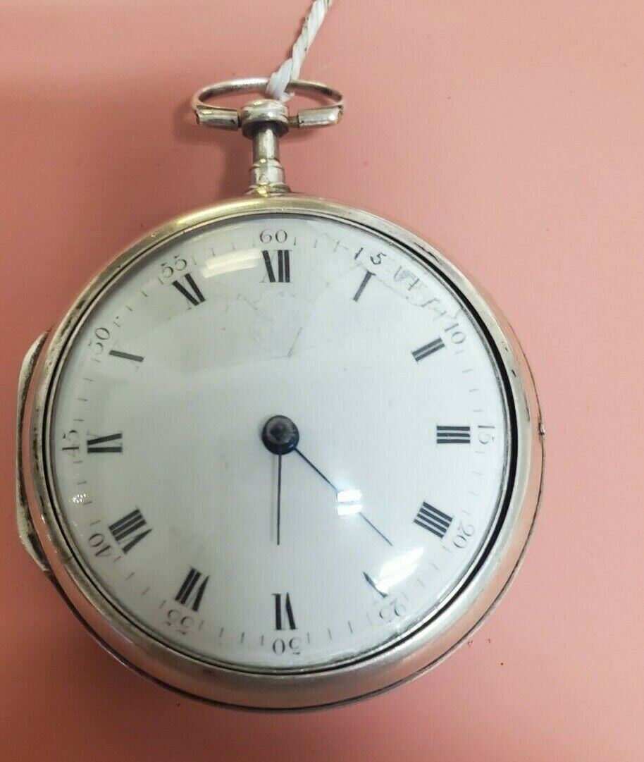 1700's Swiss Fusee Pocket Watch Sterling Pair Case