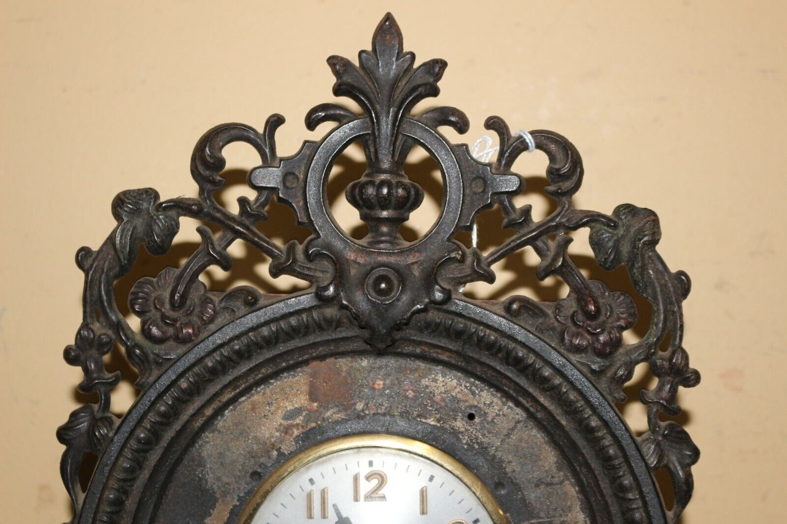 Gothic Victorian 1800's Ornate Cast Iron Mantel Clock
