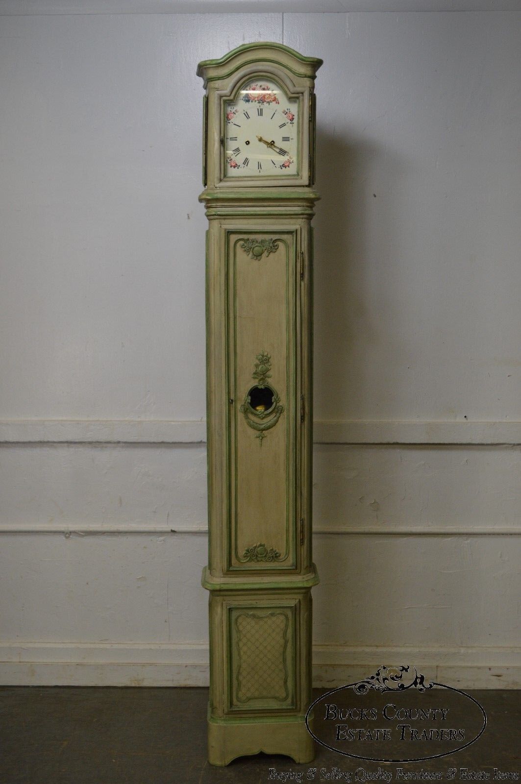 French Louis XV Hand Painted Long Case Clock