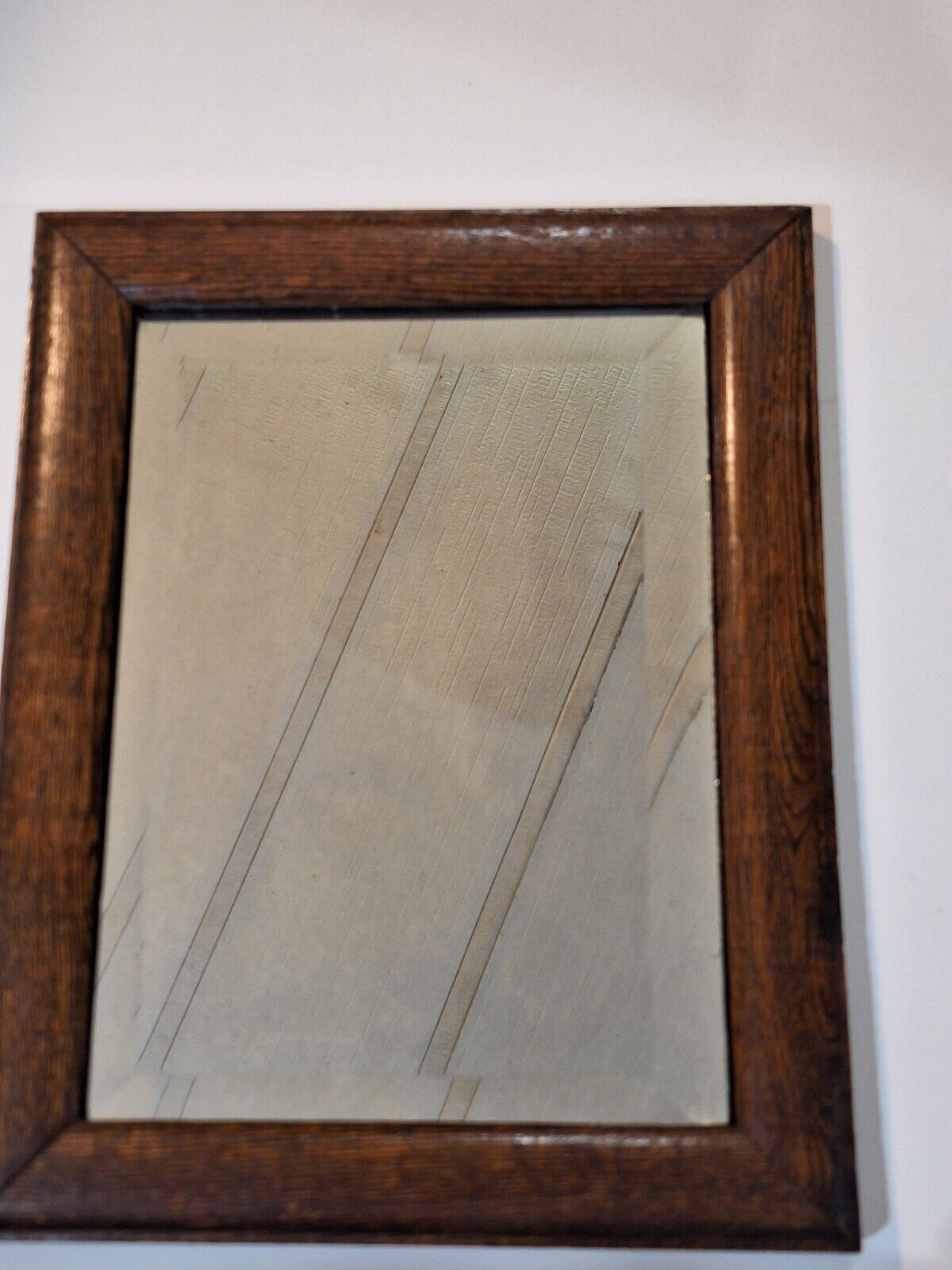 1900's Solid Oak Beveled Mirror in Vintage Frame