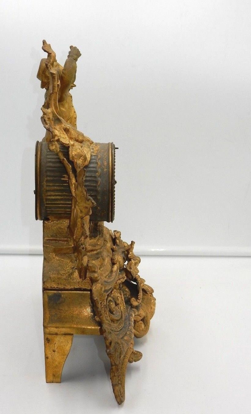 1800's A. Prevost Gold Gilt Bronze Mantel Clock