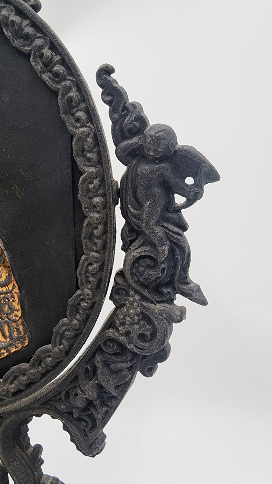 Italian Rococo Cast Iron Gilt Vanity Dresser Mirror 1890s-1900s