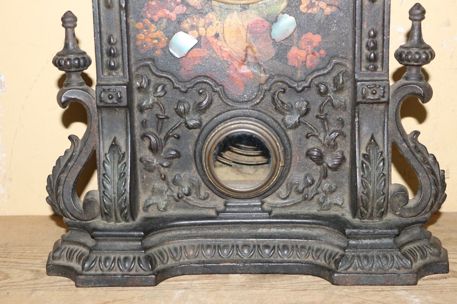 Gothic Victorian 1800's Ornate Cast Iron Mantel Clock