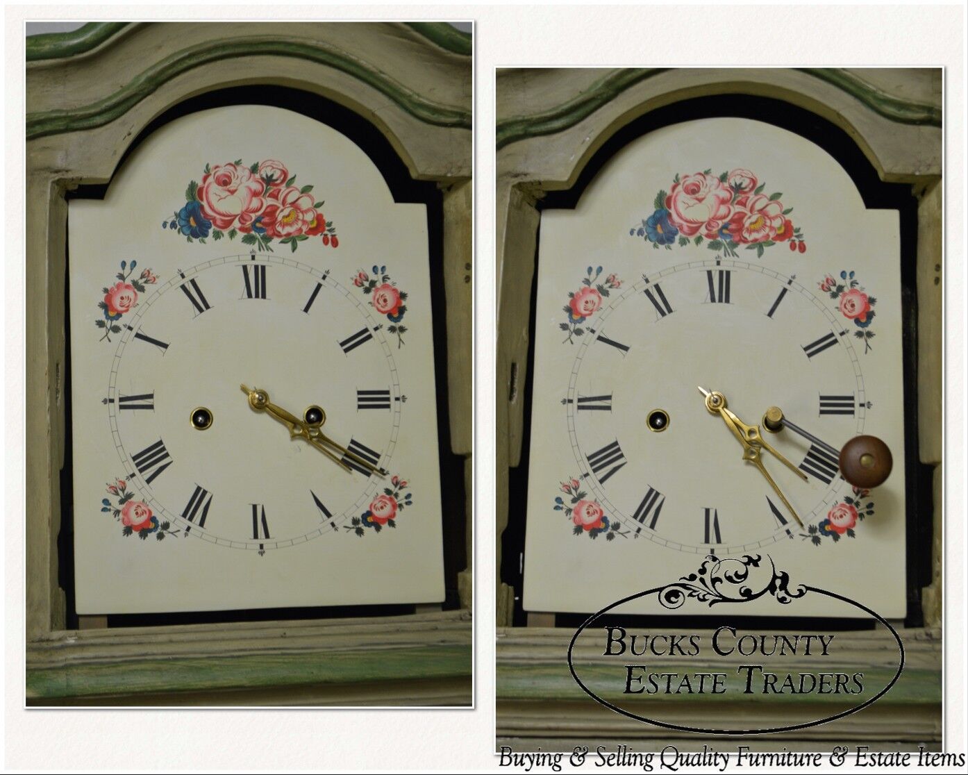 French Louis XV Hand Painted Long Case Clock