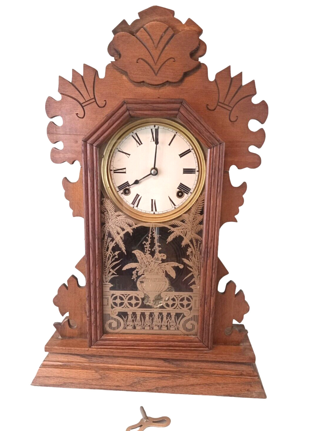 1800's S. LaRose Carved Victorian Gingerbread Shelf Clock