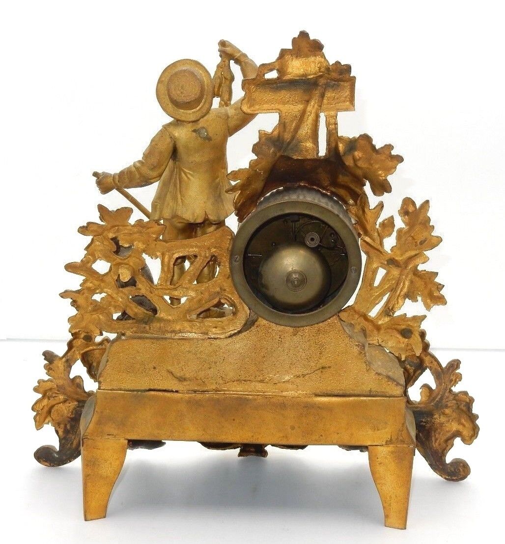 1800's A. Prevost Gold Gilt Bronze Mantel Clock