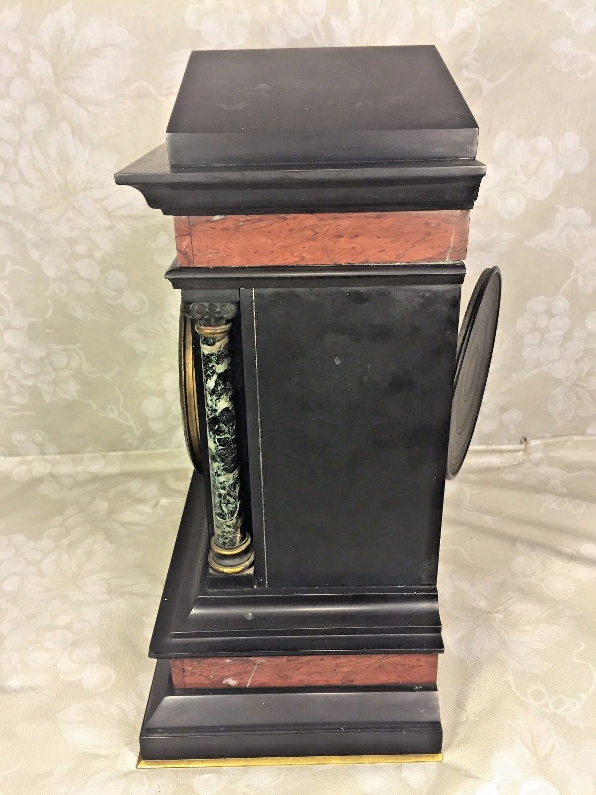 French Clock and Garniture Set with Slate and Marble