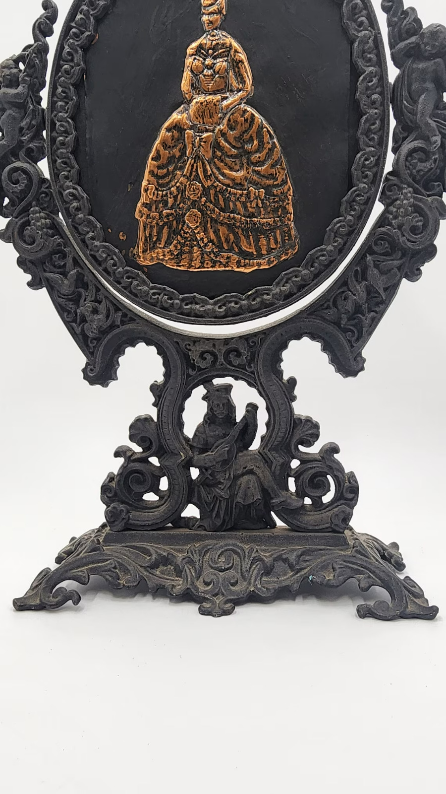 Italian Rococo Cast Iron Gilt Vanity Dresser Mirror 1890s-1900s