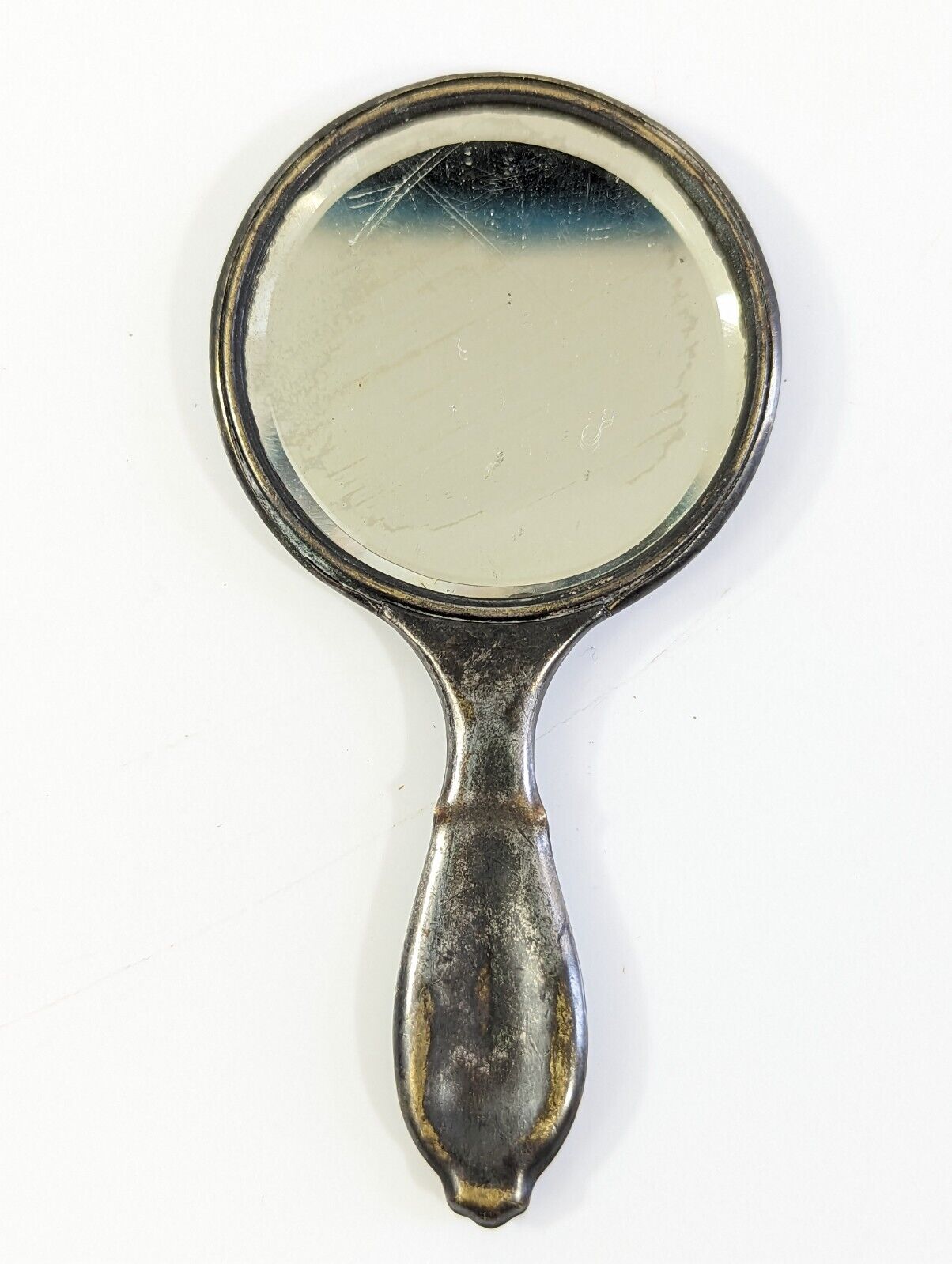 Antique Art Nouveau Silver Pocket Mirror - 4”